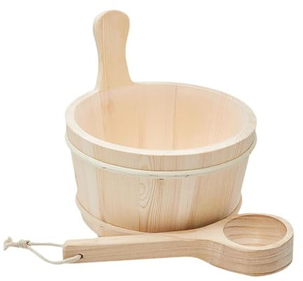 Fenteer Seau de Sauna avec louche et poignée, Seau à Lait Portable, à Eau, Ensemble d'accessoires pour Maisons, Salle de Bain, Maison, hammam