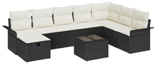 vidaXL Trädgårdsoffset 9 st Poly rattan
