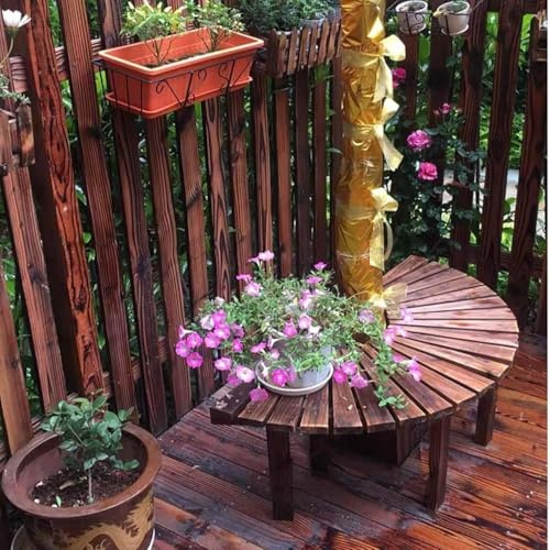 Banco De Madera Curvado con Forma De Árbol, Asiento Semicircular For Exteriores, Ideal For Jardín, Patio Y Piscina. Banco De Listones Semicirculares Que Se Integra En Un Círculo