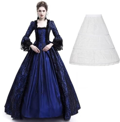 CAMDOM Robe de Soirée Victorienne Baroque Médiévale pour Femme Élégante, Tenue Gothique Longue Cocktail Vintage Style Princesse Opulence Bal Renaissance Événement Formel Chic et Romantique