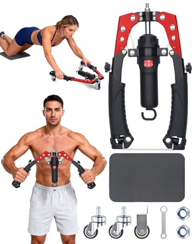 Abahub 2 in 1 Twister - Allenatore per braccia con ruote a rulli, rinforzato, idraulico, tricipiti, bicipiti, allenamento core, per uomini e donne, resistenza regolabile