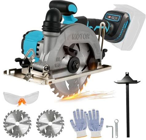 Batteridriven cirkelsåg för Makita, 18 V, 20 V, 6 200 varv/min, borstlös cirkelsåg med 2 150 mm blad, skärdjup och vinkel 50 mm (90°) – 33 mm (45 °) för trä, mjuk metall, plast (utan batteri