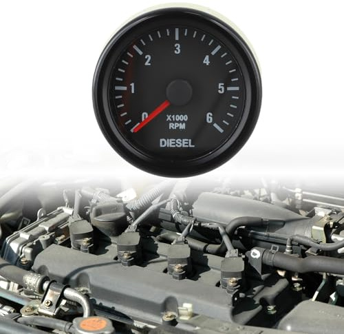 UTTASU 52 mm diesel varvräknare 0–6 000 varv/min, elektriskt instrument för dieselmotorer, varvräknare instrumentpanel display svart