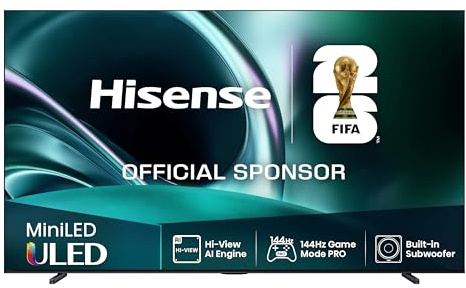 Hisense 85U7Q Fernseher 85 Zoll, 4K Mini LED ULED, Smart TV, Hi-View AI Engine, 144Hz Game Mode Pro, FreeSync Premium, Built in Subwoofer, Dolby Vision IQ Atmos, Airplay, Sprachsteuerung[2025]
