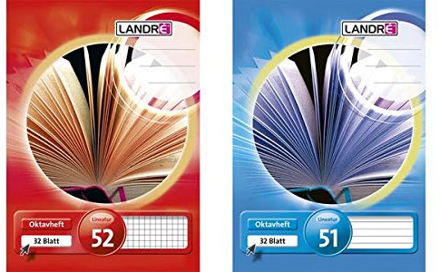 LANDRÉ Oktavheft DIN A6, liniert, 70 g/qm, 32 Blatt, Sie erhalten 1 Stück á 32 Blatt