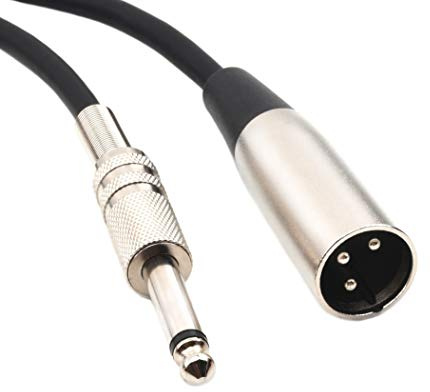 Devinal Unbalanced XLR Male to 1/4 Inch TS Mono Male Plug Audio Connector, 6.35mm to XLR Cable for Amplifiers, Instruments etc. 15 Feet
