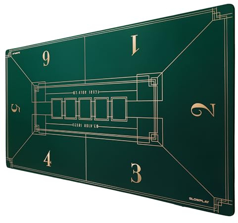 SLOWPLAY Nash 120x70cm Texas Hold'em Poker Mat | Portable Poker Table Top with Art Deco Layout Print, Smooth Premium Surface, Noise Reduction| Lightweight for Games Everywhere