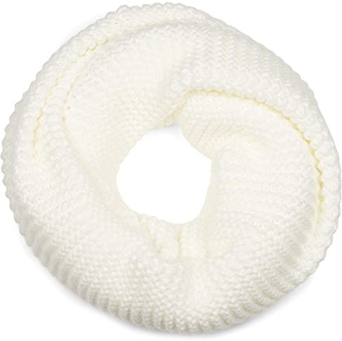 styleBREAKER Damen Strick Loop Schal Einfarbig mit Linksstrick Muster, warmer Winter Strickschal, Schlauchschal 01018166, Farbe:Creme-Beige