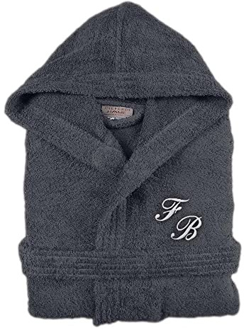 Cieffepi Home Collections SOLO MIO BASIC Peignoir personnalisé unisexe pour adulte avec capuche en éponge de pur coton, anthracite, L