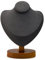 Oirlv Sleek Dark Grey Jewellery Bust Wooden Base with Soft Ultra-Fibre Finish Necklace Display Stand for Organising Necklaces & Pendants