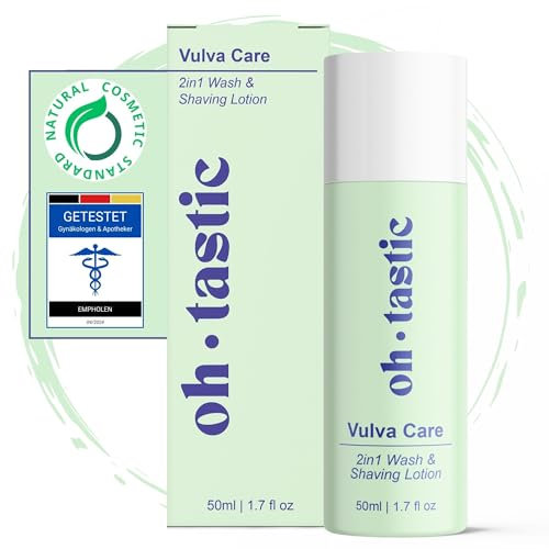 2in1 Intim Wash & Shaving Gel - Anti Rasierpickel & Rasurbrand Formel mit Jojobaöl & Milchsäure, Sensitive Waschlotion & Rasierschaum Damen, Intimrasur Rasiergel für Frauen - ohtastic (50ml)