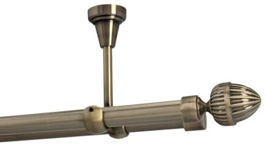 HDTL Gardinenstange Vorhangstange 19/19mm 2-läufig Deckenmontage Messing Antik 200 cm Rode