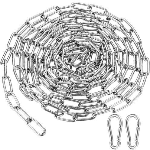 3 Pièces Chaîne en Acier Inoxydable, Maillons Soudés en Acier, 4 Mètres Maillons de Chaîne Robustes, 3mm Chaîne de Sécurité en Acier Galvanisé pour Porte de Clôture, Vélo, Chaînes de Levage