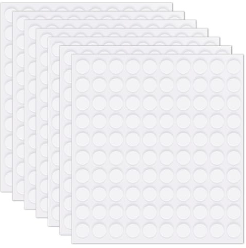 AQSQWQ 700 Pièces Ruban Double Face Transparent Rond Points Adhésifs Autocollant Adhésif (10mm) Amovible Multi-usages Sans Trace pour Décorations de Fête, Bricolage, Maison, Transparent
