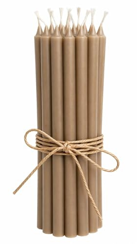 Confezione da 12 candele sottili, altezza: 20 cm, diametro: 1,3 cm, diversi colori, durata 2,5 ore, lino