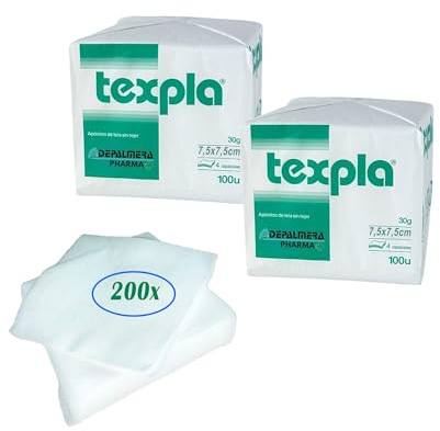 DEPALMERA Pharma✙ Gasas No Esteril TNT Plegada - Pack 200 Unidades Gasa para Bebe, Clínica Dental, Fisioterapia, Podología, Veterinaria, Tatuaje, Desmaquillante (7.5x7.5cm)