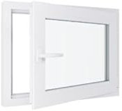 Ventana de PVC - LxH 800x600 mm -Triple Acristalamiento - Blanco -mango a la izquierda