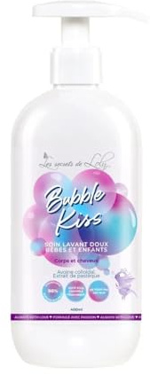 Les Secrets de Loly – Bubble Kiss – Gel Doccia 2-in-1 Capelli & Corpo Neonati & Bambini – Ultra-Delicato per Pelli Sensibili – Capelli con Texture – 98% Naturale – 400 ml