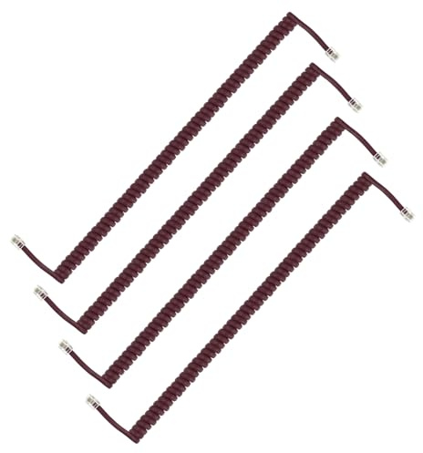 PATIKIL 4 Pack Fil Téléphonique Poste Fixe, 6.6 Pieds (Enroulé 1.3 Pieds) RJ9/RJ10 4P4C Fil De Combiné Universel Câble Téléphonique Accessoire De Combiné, Marron