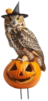 LOVIVER Estaca de Jardín Decorativa de Metal con Calabaza Animal Ornamental para Halloween Fabricada en Hierro Apta para Decoración de Exteriores Patio, Búho