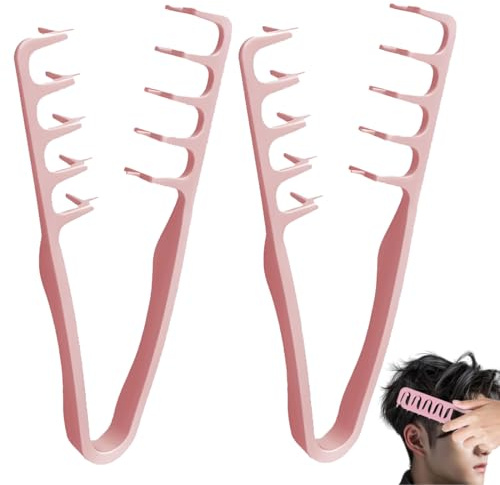 YOFDAL 2 PCS Pettine per texture(rosa),pettine denti larghi,strumento volumizzante p-er radici,pettini coprire le cuciture,accessorio leggero la toelettatura,ideale p-er capelli ricci,unisex