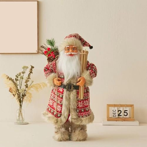Generisch Standing Santa Claus Decorative Figure, Realistic Santa Claus Figures, Animated for Table Top, Figure, Ornaments, Christmas Party (B1)