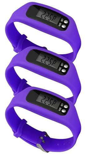 yeeplant - Set di 3 orologi pedometro, tracker fitness con contapassi, cinturino in silicone, display a LED, monitor calorie, corsa, camminata, allenamento