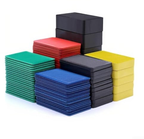 Serenophile Cuñas de polipropileno para la instalación de puertas y ventanas, 80 unidades de embalaje de plástico codificados por colores, espaciadores de acristalamiento, cuñas de nivelación para