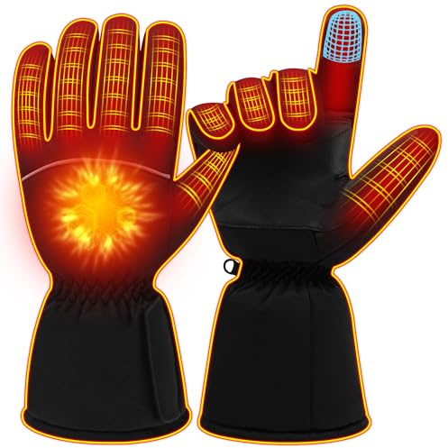 MMlove Heated Gloves for Men Women Rechargeable Waterproof Touchscreen Heating Gloves, Outdoor Indoor Battery Powered Hand Warmer for Hunting Camping Fishing Skiing Motorcycling Gardening