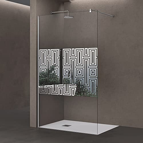 doporro Luxus Duschwand für Dusche Duschabtrennung 140x200cm Walk-In Dusche 10mm ESG-Sicherheitsglas Labyrinth inkl. Nanobeschichtung Bremen02DM