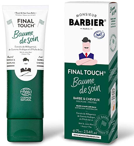 Baume à barbe & cheveux 2-en-1 pour homme de Monsieur BARBIER | Soin coiffant & nourrissant | Fixation légère, effet naturel | Produit Français, Végan et Naturel - certifié Ecocert / COSMOS NATURAL