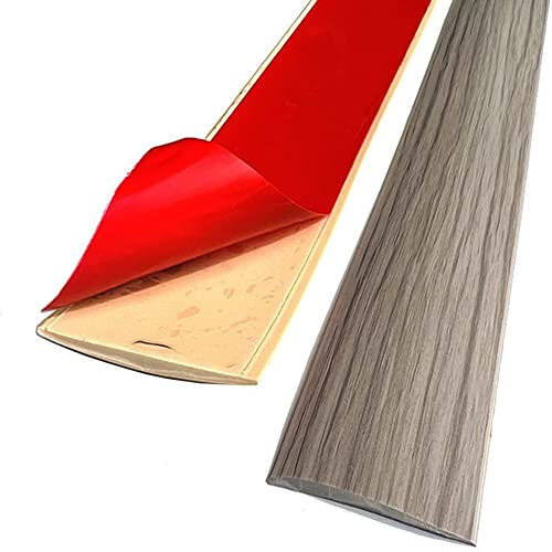 2M PVC Floor Transition Strip Self Adhesive PVC Door Cover Divider Joining Strip Profile Flat Laminate Flooring Edge Trim Door Bar(4cm,Grey Wood Grain)