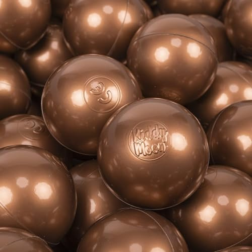 KiddyMoon 700 bollar/7 cm barnbollar lekbollar för bollbad baby enfärgad plastbollar tillverkad i EU, kopparröd