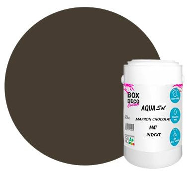 CAJA DECO COLORES Pintura Suelo exterior/interior acrílico de alta resistencia aspecto mate Aqua Sol - 1 kg, Marrón Chocolate