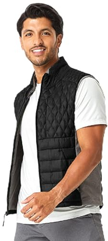 PYVOT Men’s Dash Weighted Quilted Vest, Weighted Blanket Inspired Clothing for Sensory Issues, Fitness, Stress Relief and Relaxation, Large Size, Black