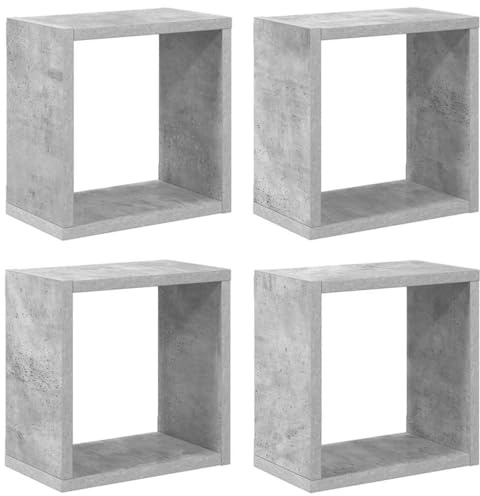 vidaXL 4X Estante Cubo Pared Estantería Colgante CD Libros Coleccionables Fotos Premios Adornos Decoración Librerías Hogar Gris Hormigón 26x15x26 cm