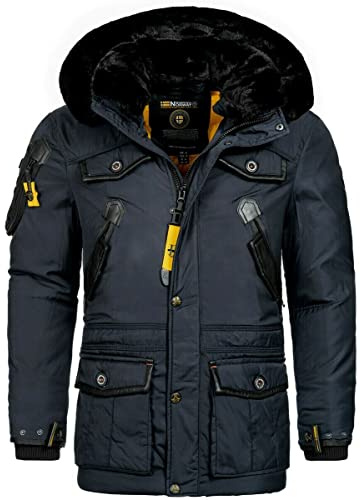 Geographical Norway Giacca invernale calda da uomo, Parka Outdoor Acore Luxury Ski Anorak, giacca invernale invernale, colore navy, taglia: S, blu navy, S