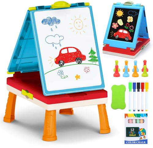 Doppelseitige Staffelei für Kinder - Tafel und Whiteboard mit Zubehör für Kleinkinder