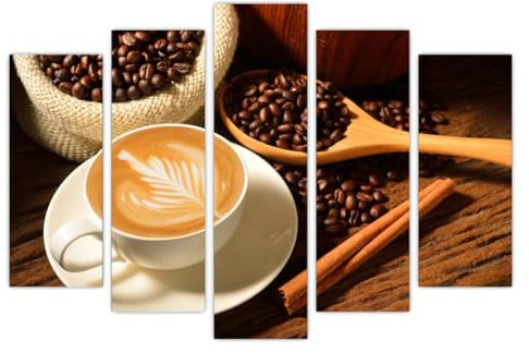 AREDE Set di 5 Stampe da Parete Quadri Moderni Decorazioni da Muro per Casa Soggiorno Camera da Letto e Cucina Caffè| 120 x 80 cm | Pronto da appendere