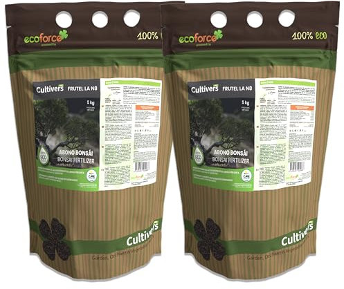 CULTIVERS Abono Bonsái Ecológico 2x5 kg Fertilizante granulado de Origen Vegetal 100% Orgánico y Natural de Liberación Lenta y Controlada con NPK 8-1-5+74% M.O y Ácidos Húmicos Crecimiento Controlado