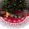 UNOLIGA Weihnachtsbaumdecke Rund 97cm, Tannenbaum Decke Rot, Christbaumdecke Klein, Weihnachtsbaum Unterlage Teppich Tuch, Decke für Weihnachtsbaumständer, mit Quaste Schneeflocken Rentier