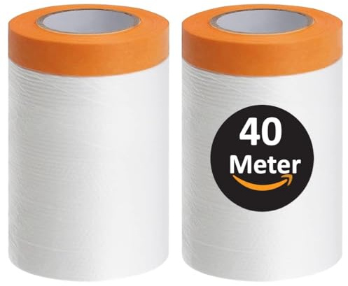 ZWERKZEUG Abdeckfolie mit Klebeband - Maler Abdeckfolie - Goldband Tape- Malerfolien (2 Rollen)