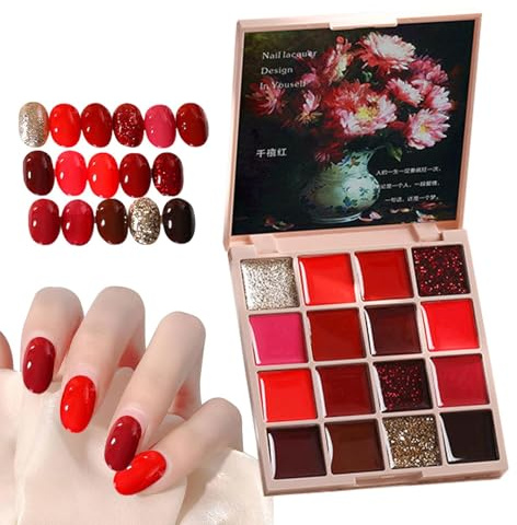 Smalto gel per unghie solido, smalto gel crema | Palette di creme per manicure con smalto gel a 16 colori,Colla per unghie con per manicure in gel solido per smalto gel per donna