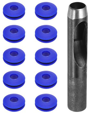 QUARKZMAN Kit de Herramientas de Ojales para Lona, 12mm Alicate Negro para Ojales, 10Pcs Arandelas de Plásticos Ojales, para Lonas Textiles Cortinas Carpas Toldos Sujeción Clip, Azul