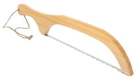GRIRIW Tagliapasta Seghettato Per Affettare Pane e Dolci, Lama in Acciaio Resistente Manico in Legno Ad Arco, Utensile Da Cucina Per Torte e Pane a Lievitazione Naturale, Uso Domestico e Professionale