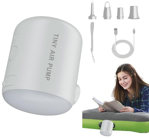 Pompa ad aria elettrica, pompa elettrica per gonfiabili,Inflatore materasso ricaricabile con luce a LED | 2200mAh Tool portatile di inflazione all'aperto per campeggio Piscina da viaggio di terra