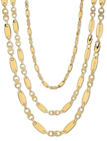DJADEE Herren Kette Gold 750 vergoldet Premium Edelstahl 316L Plattenkette 5/8/10 mm Wasserfest Hypoallergen Hochglanzpoliert Geschenk Männer Halskette 18 Karat gestempelt (8 mm x 60 cm)