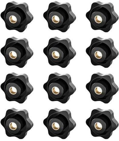 Lot de 12 Bouton de Serrage, m6 x 32 Ecrou à PoignéE en Étoile, Vis Papillon Bouton de Serrage à Filetage Moleté pour Mobiliers Équipements de fitness Machines-outils Équipements industriels