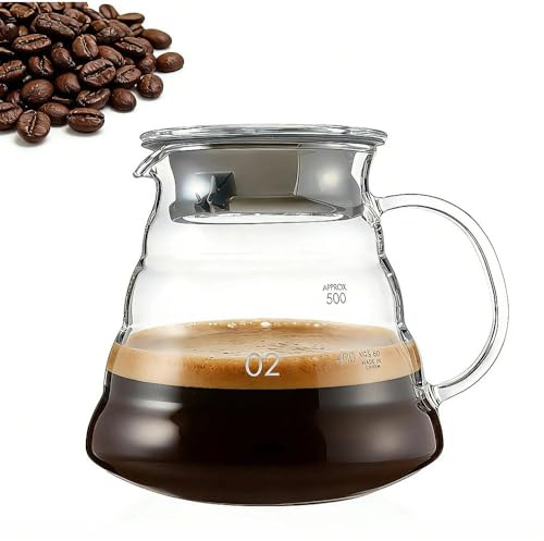 KINHARD 600 ml Jarra Cafetera Universal, Cafetera de Cristal de Borosilicato con Tapa, Transparente Tetera Cristal, para Café y Té