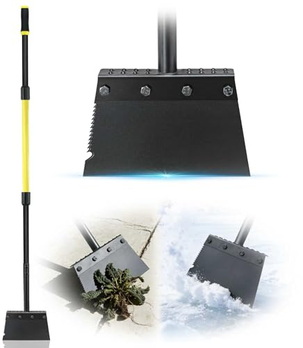 Jardineer Garden Flat Shovel Heavy Duty, Multifunctional Garden Cleaning Shovels for Lawn Edging,Sidewalk Weeding, Floor Scraper Long Handle, Metal Snow Shovel,Ice Scraper for Driveway (60)
